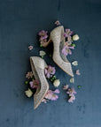 Double Sided Rollable Styling Surface / Silk Jacquard (Blush Petal) x Velvet (Navy Blue)