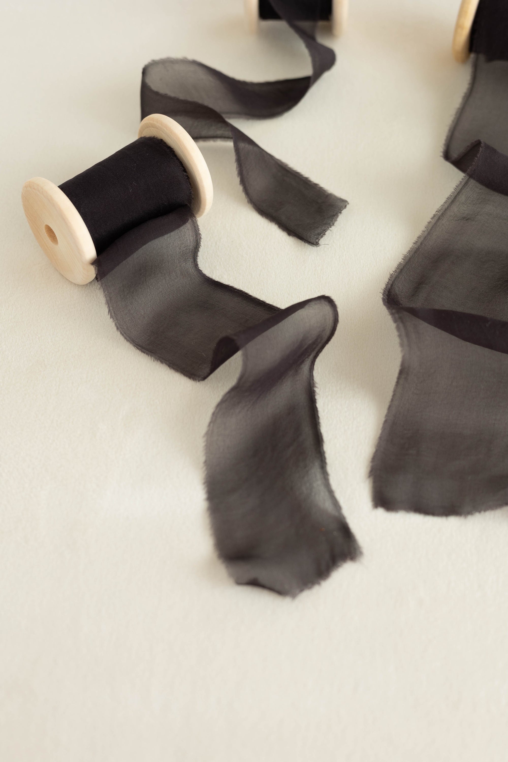 Gauze Silk Ribbon (Slightly Thicker)：Midnight Charcoal