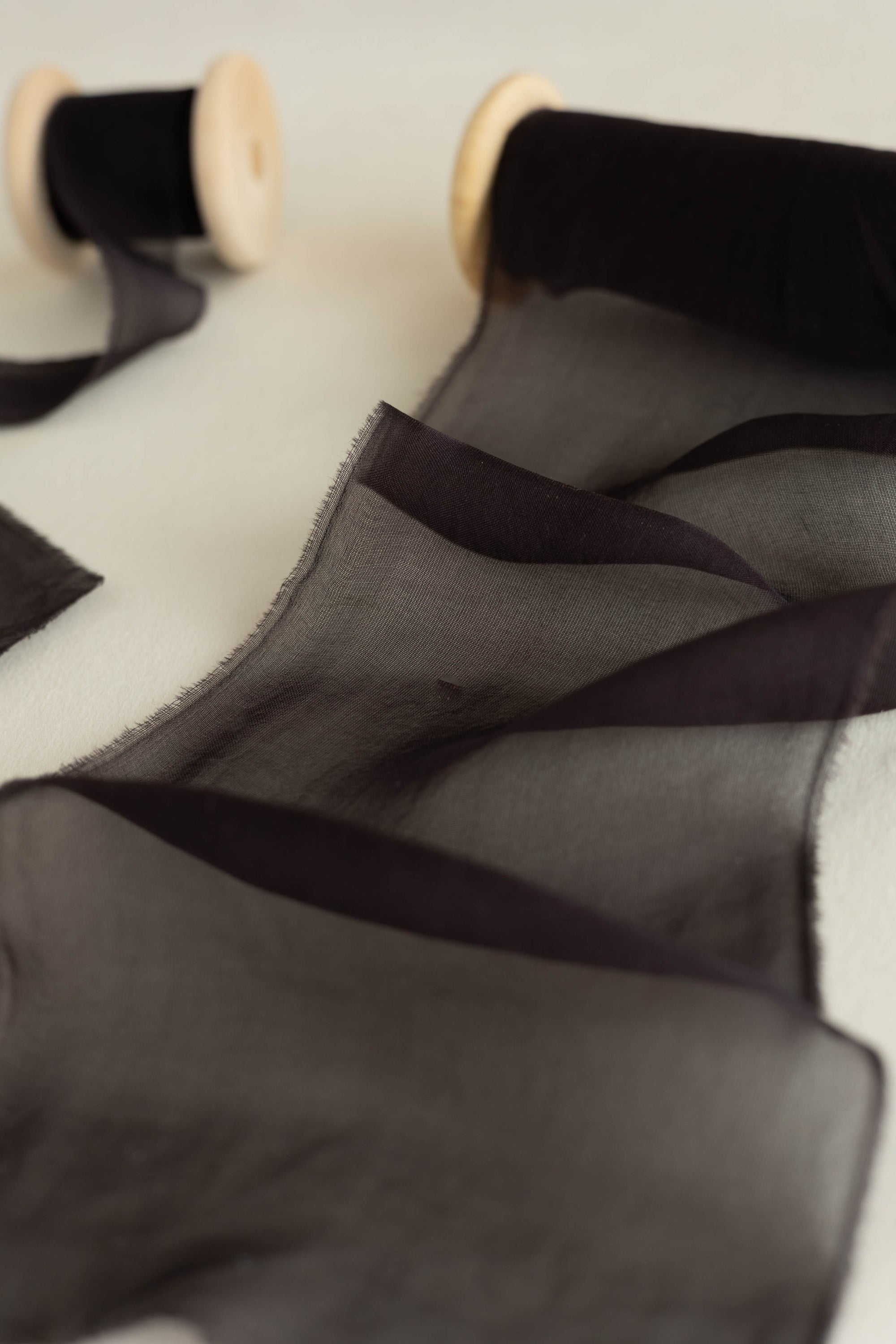 Gauze Silk Ribbon (Slightly Thicker)：Midnight Charcoal