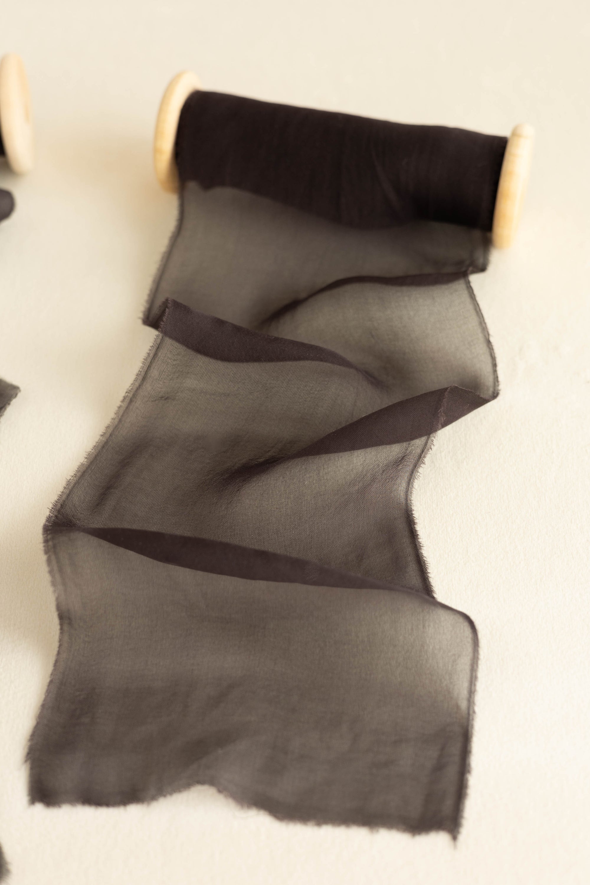 Gauze Silk Ribbon (Slightly Thicker)：Midnight Charcoal