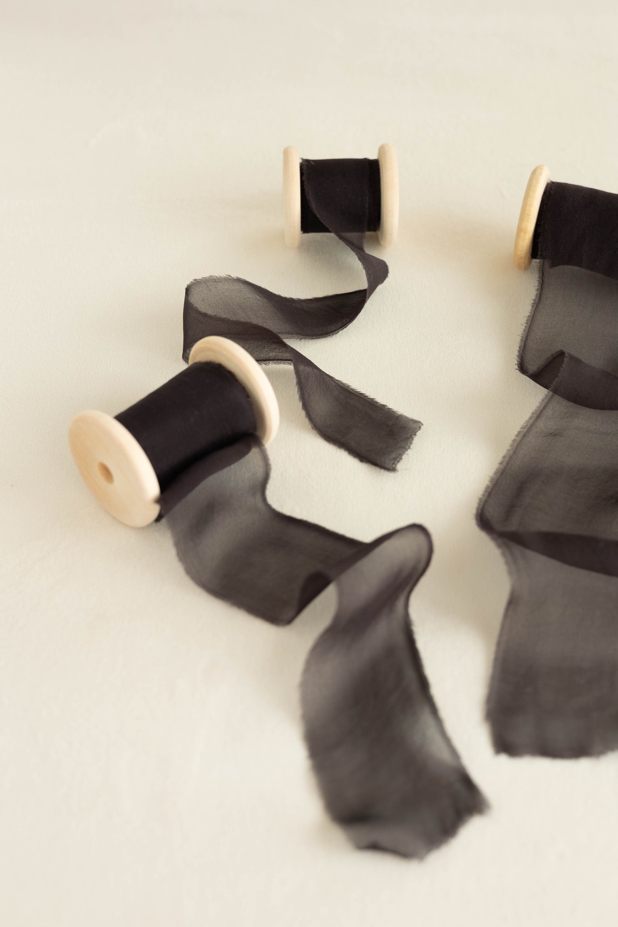 Gauze Silk Ribbon (Slightly Thicker)：Midnight Charcoal