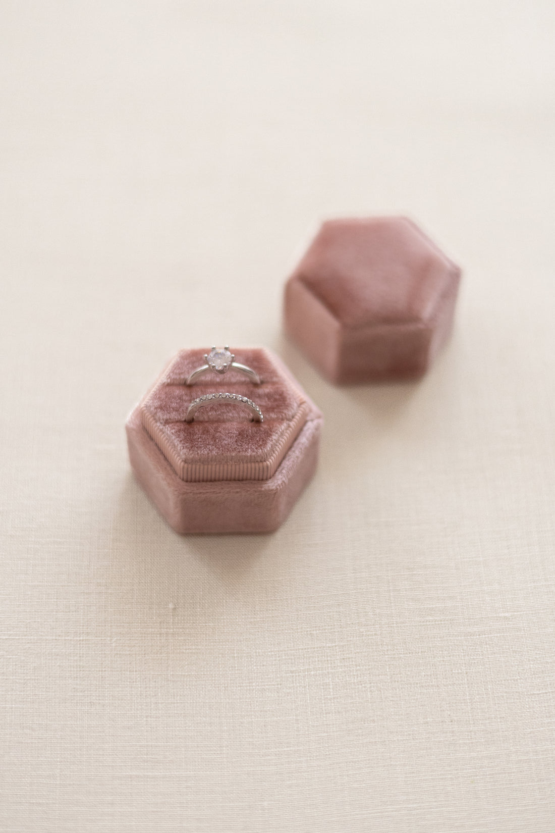 Velvet Ring Box(Double Hexagon) ：Old Rose