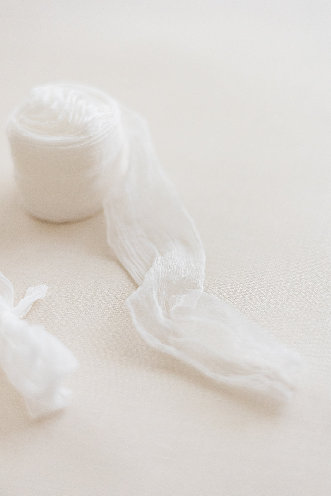 Crinkle Silk Ribbon：Pure White